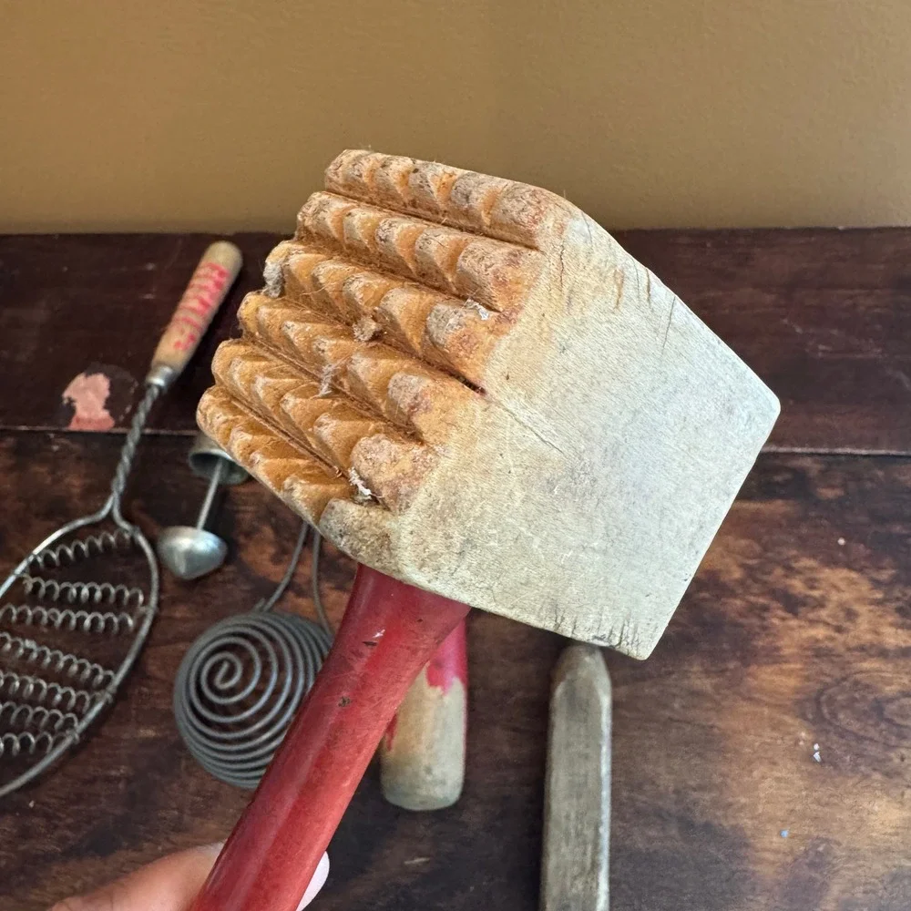 Vintage Kitchen Utensils Lot Red Wood Metal McCormick Spice Tins Decor‎